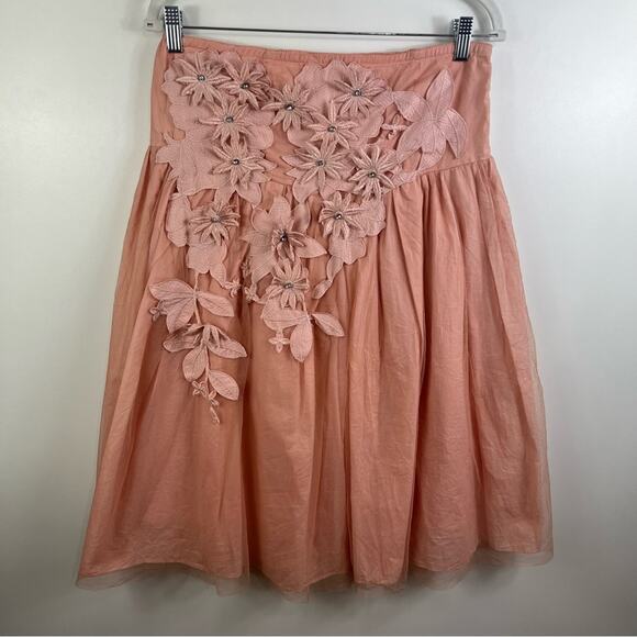 New Fairycore RYU Strapless 3D Floral Applique Rhinestone Mini Dress Large Mesh - Picture 14 of 14